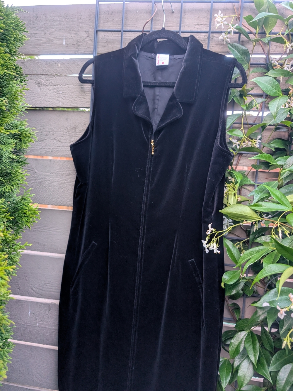 Hanna Andersson Black Velvet Midi Dress with Gold Zip